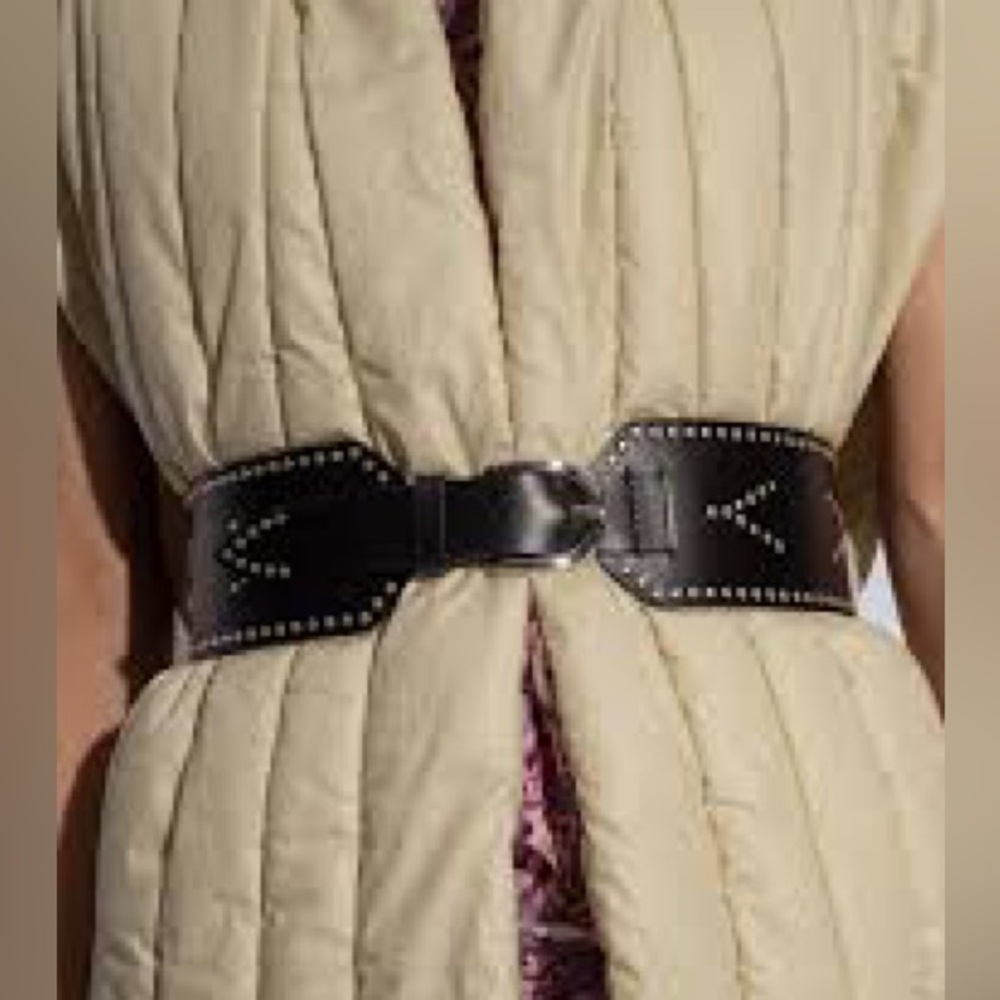 ISABEL MARANT TELMA WIDE STUDDED LEATHER BELT L/XL 90cm NWOT - Picture 5 of 16